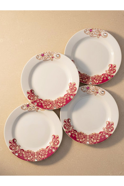 Bisbell 10-Inch Melamine Flat Dinner Plate - Red Lianas Floral Print, Durable & Lightweight, BB1765