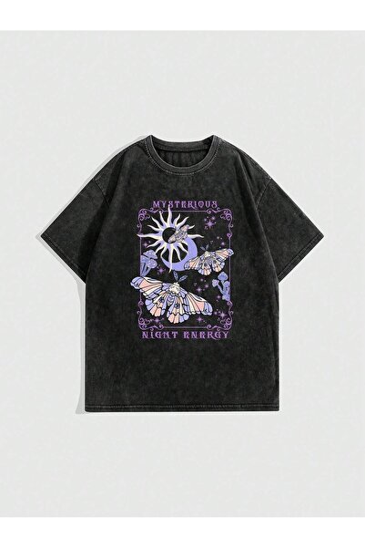 ZEMLİYA Μπλουζάκι Unisex με στάμπα Ήλιου, Σελήνης και Σκώρου – Καλοκαιρινό Ca...