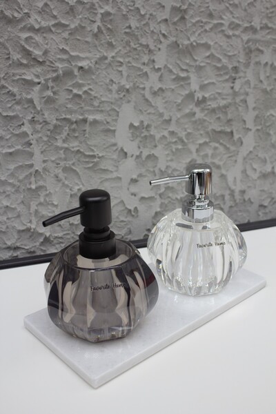 LİNGO HOME Acrylic Modern Decorative Stylish Soap Dish Set with Marble Stand