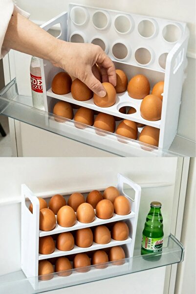 Evalins Eggio 30’lu 3 Katlı Yumurtalık, Buzdolabı Yumurta Organizeri, Buzdola...