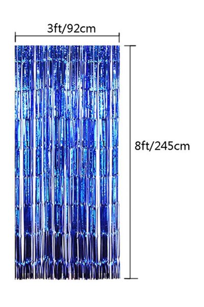 Generic 2-Piece Blue Tassel Curtain Set Party Decorative Foil Door Curtain 100 x250cm