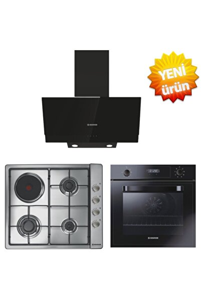 Hoover Silvano 3+1 Gazlı + Elektrikli Ankastre Set Siyah/inox (3051B + HGL631...