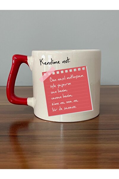 D&Y GAUDERY Note to Self: I Live the Way I Am Happy, My Dear, Red Handled D Mug