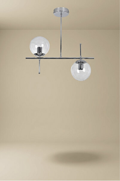 RONİSU AYDINLATMA Axella Sarkıt 2'li Camlı Avize - Şık Tasarımlı Modern Avize