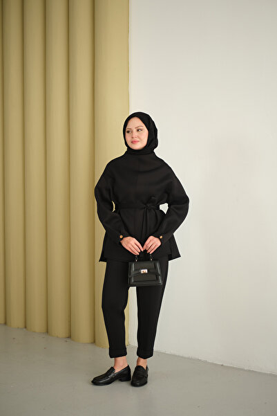 LOCCO Women's Waist Tied Suit Black