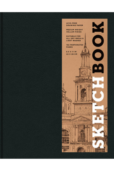 Vintage Books Caiet de schițe (Negru, legat cu hârtie mare)