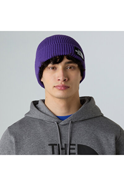 THE NORTH FACE Logo Box Cuffed Unisex Purple Beanie