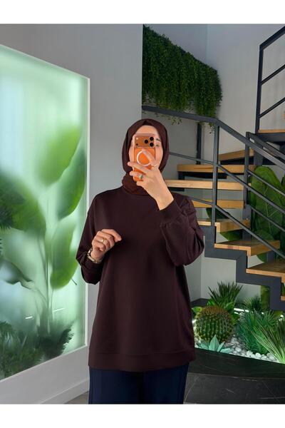 İkoll قميص أساسي بلون بني لامع مطبوع