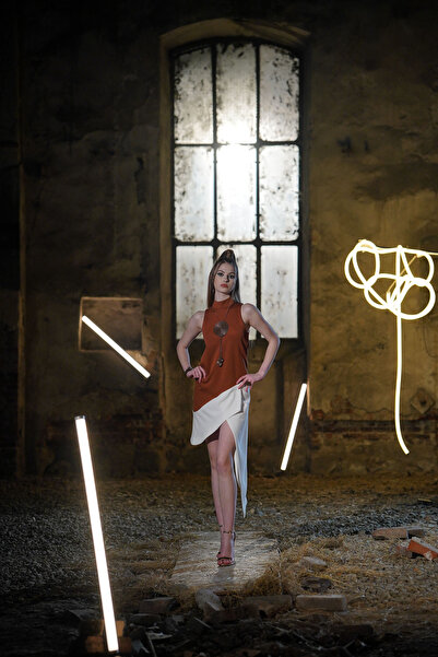 Bitolia Gallery Dita copper-ivory dress