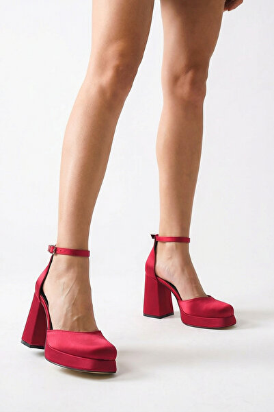 Redoxy Pantofi cu toc cu platformă din țesătură satinată cu design special pe...
