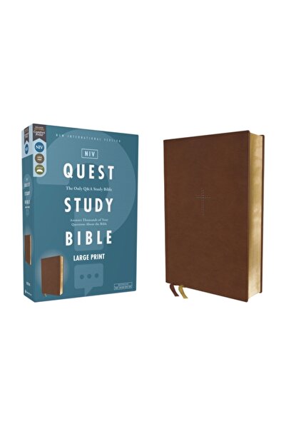Zondervan Niv, Biblia de studiu Quest, caractere mari, piele moale, maro, imp...
