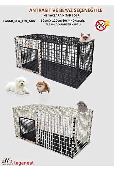 Leganest 60X120X Yükseklik 60cm ALT-ÜST KAPALI Köpek, Kedi, Tavşan, 3x 5cm Ar...