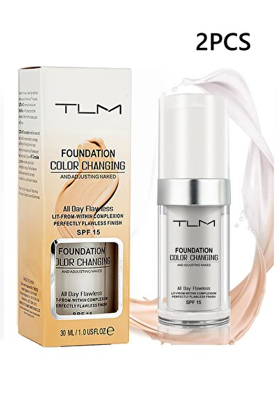 TLM Color Changing Foundation Liquid, 2Pcs Full Coverage Flawless Makeup Base Foundation, 30ml