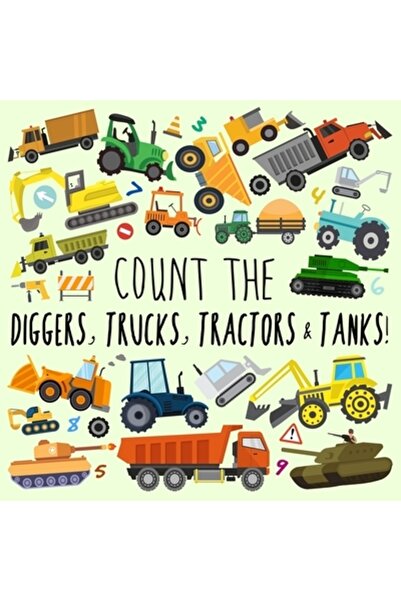 INDEPENDENT CAT Numără excavatoarele, camioanele, tractoarele și tancurile!: O carte distractivă cu puzzle-uri pentru copii de 2-5 ani