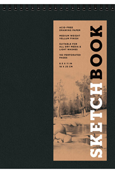 Vintage Books Caiet de schițe (Spirală medie, cu capac rabatabil, peisaj, negru)