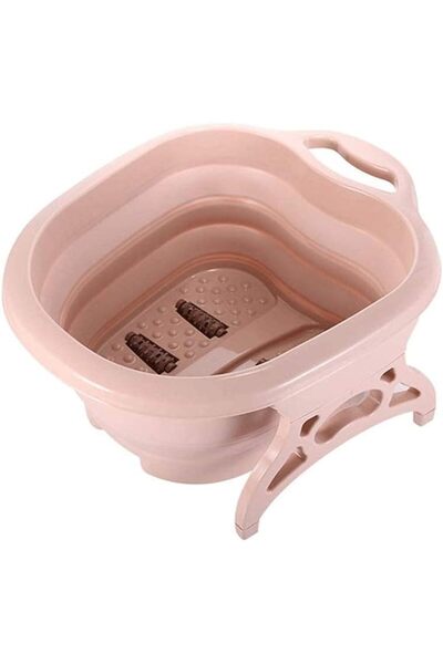 Arabest دلو قابل للطي لحمام القدمين مع بكرات تدليك، حوض كبير لنقع القدمين للعناية بالقدمين وإزالة السموم - عبوة واحدة