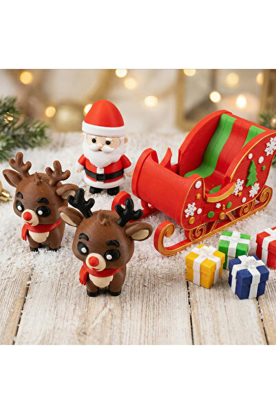 Decorius Noel Baba Kızağı ve Geyikler - Noel Baba ve Geyikli Yılbaşı Kızak Se...