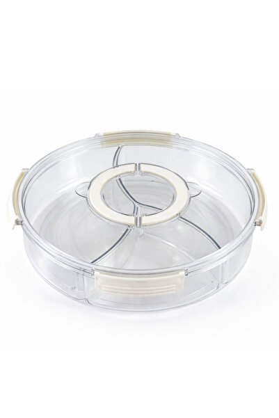 ALKHANBASHI Acrylic 3-Cell Multi-Purpose Tray with Cover – Clear Modular Storage Organizer (35×35×8 cm)