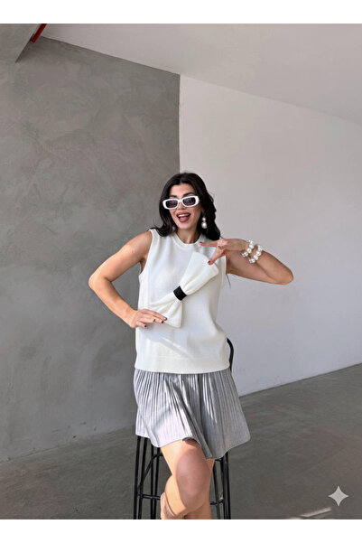 ribana سترة نسائية منسوجة ناعمة بتفاصيل فيونكة