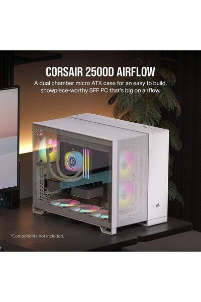 Corsair 2500D AIRFLOW Small-Tower mATX Dual Chamber PC Case – Tempered Glass – Reverse Connectio