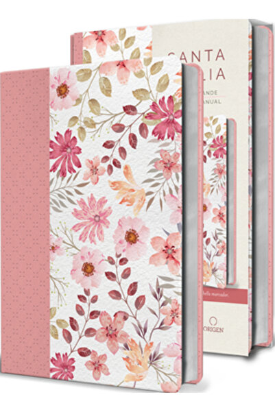 ORİGEN Biblia Reina Valera 1960 Letra Grande. Piel Rosada Con Flores, Tama