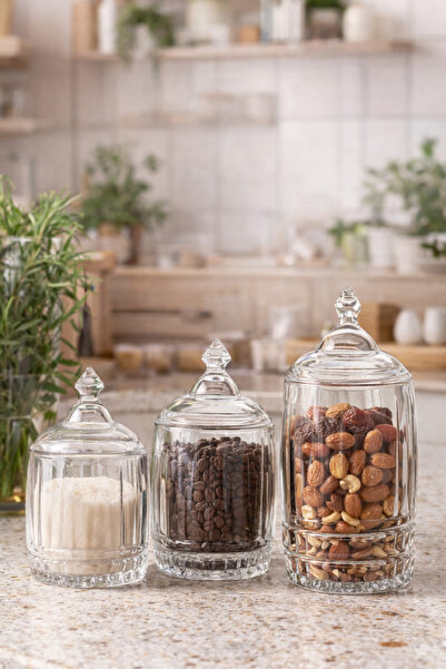 GREEN APPLE ✨ Glass Storage Container Set with Lid – 3 Pieces | 14×9 cm – 17×9 cm – 20×9 cm ✨