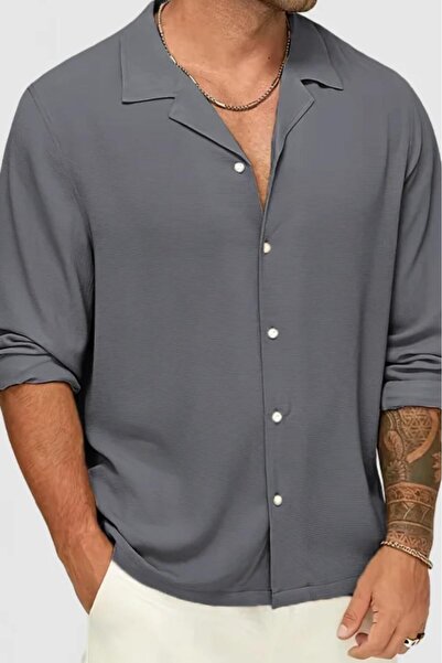 CAST COLLECTİON Men's Anthracite Crepe Shirt