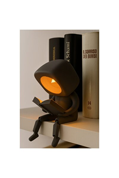 Decorius Minik Okuma Arkadaşı - Dekoratif Kitap Okuyan Robot LED Gece Lambası...