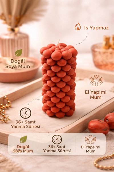 Flow Home Soya Mum,Dekoratif Lüks & El Yapımı Doğal Mum,Uzun Yanma Süreli Ev ...