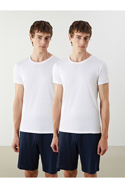 LC Waikiki White Crew Neck Short Sleeve Men's Undershirt 2 Pack