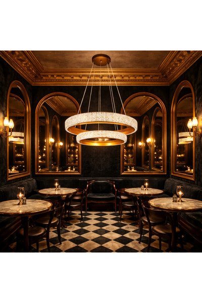 qwell Modern LED Gold Orbit Chandelier