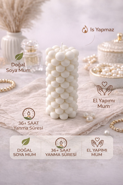 Flow Home Soya Mum,Dekoratif Lüks & El Yapımı Doğal Mum,Uzun Yanma Süreli Şık...