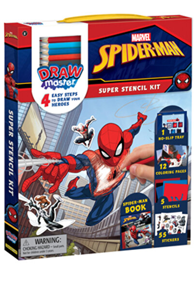 Crackboom! Books Drawmaster Marvel Spider-Man: Super Stencil Kit: 4 pași simp...