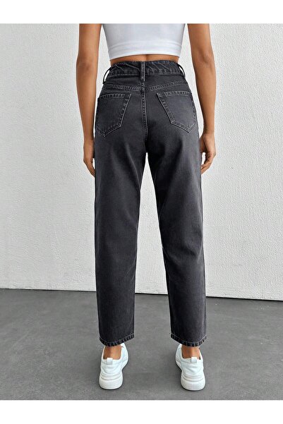 SİNGBADA Kadın Rahat Kalıp Yüksek Bel Straight Jean Pantolon