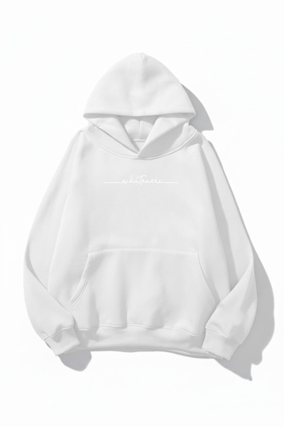 uyguntarz Unisex Soft Textured Whatever Printed Design Oversized 3 Thread Hoo...