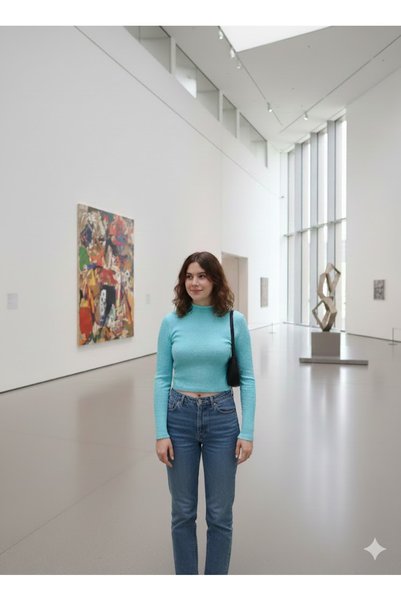 MADAM SHİLA Turquoise Half Turtleneck Crop Body Slimfit Cotton Wrinkled Fabric Long Sleeve Body Mdmkir03Body