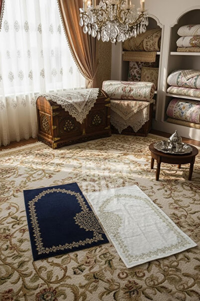 Çt Çeyizci Tekstil Eşli Gelin Damat Bohçası Çeyizlik Seccade 2li Seccade Kalp...