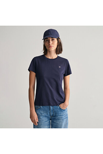 Gant Kadın Lacivert Regular Fit Bisiklet Yaka T-Shirt