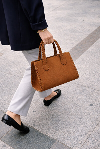 mèche atelier since 2024 Women's Suede Braided Hand and Shoulder Bag Brown