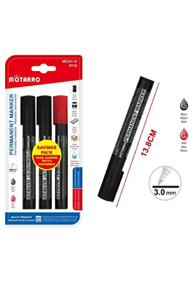 MOTARRO Permanent Marker 3 Pack MC031-10, Fine Tip, Black Ink, Quick Dry, Waterproof &Fade Resistant