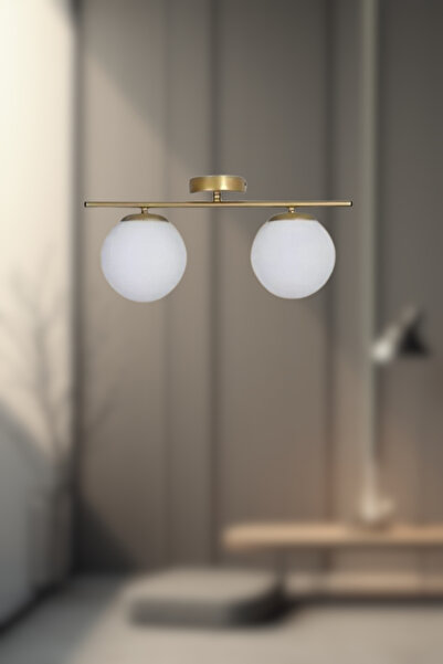 RONİSU AYDINLATMA Glowra Sarkıt 2'li Camlı Avize - Şık Tasarımlı Modern Avize