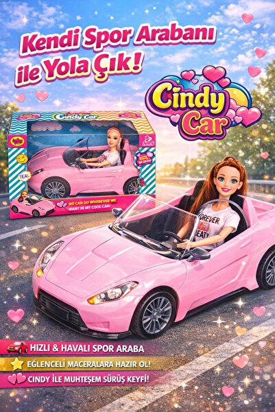 oydaş oyuncak Cindy Car Bebekli Spor Araba, Kız Çocuk Oyuncağı