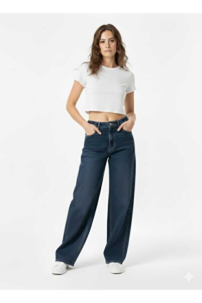 NWC Berry Blue Baggy Tinted croială largă Pantaloni largi, confortabili, cu d...