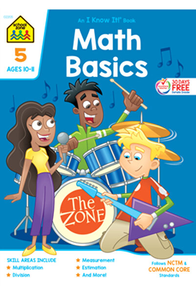School Zone Caiet de lucru pentru clasa a 5-a, noțiuni de bază despre matematică