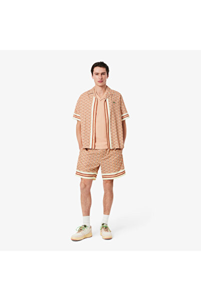 Lacoste Lightweight Monogram Print Erkek Kahverengi Şort