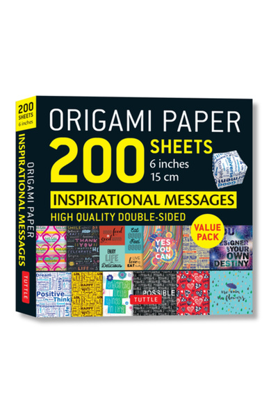 Tuttle Pub Hârtie Origami 200 de coli Mesaje inspiraționale 6" (15 cm)