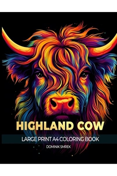 INDEPENDENT CAT Vacă scoțiană Highland: O carte de colorat A4 cu caractere mari