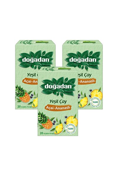 Doğadan Green Tea Açai-Pineapple 20-Pack Cup Sachets X 3 Pieces