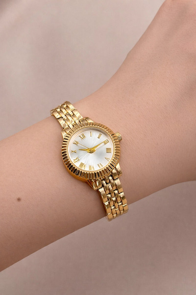 FIORA AKSESUAR Round Case Gold Cord Steel 20mm Women's Watch