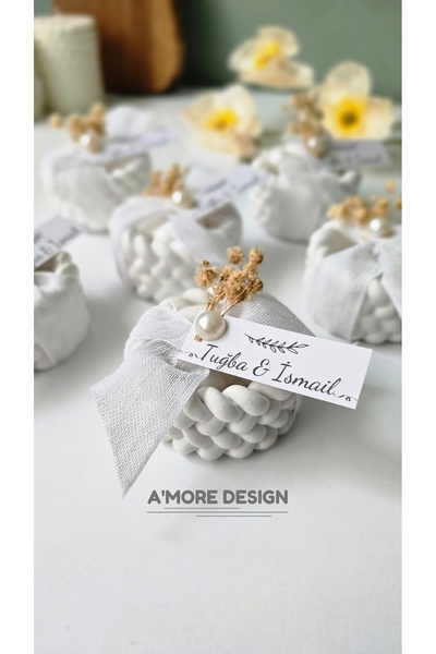 AmoreDesign Nikah Hediyelik, Badem Şekeri Hediyelik, Beton Mumluk ile Nikah B...